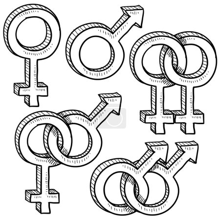 Gender and relationship symbol sketch