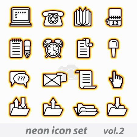Neon icon set(vector, CMYK)