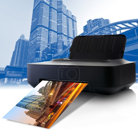 Printer and picture with colorful in the city
