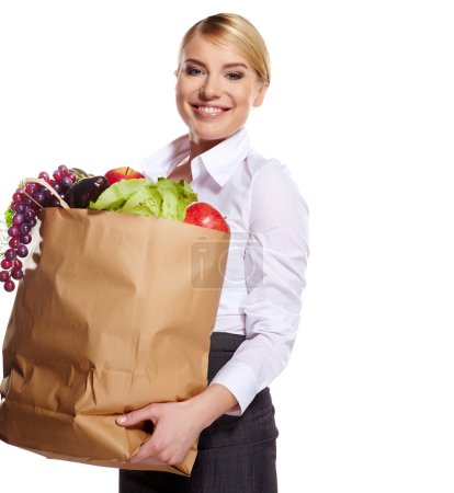 woman shopping for fruits and vegetables