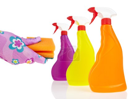 Colorful cleaning products
