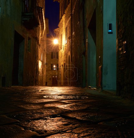 Illuminated Street of Pienza
