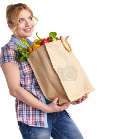 woman shopping for fruits and vegetables 