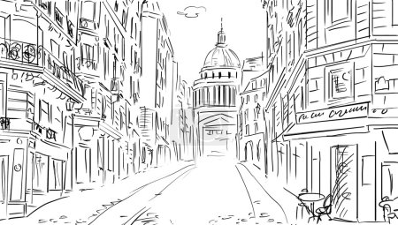 Street in paris -sketch  illustration 