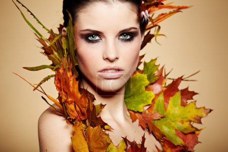 Autumn Woman. Fall. Beautiful Stylish Girl With Professional Mak