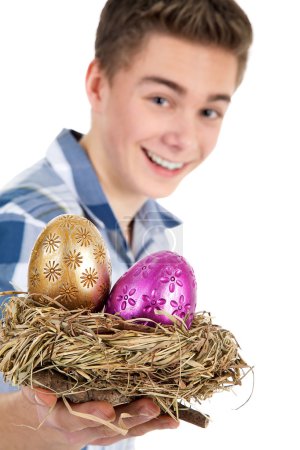 Boy with Easter eggs