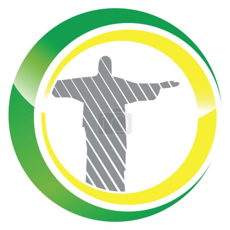 Brazil flag with christ and yellow green circle