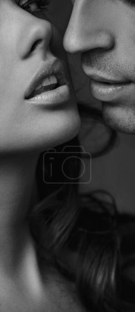 Great shot of faces and sensual lips of couple