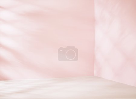 Small empty room in pink tone