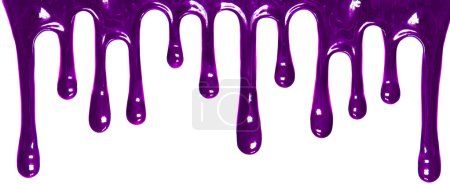 Purple paint leaking isolated on white background. streams