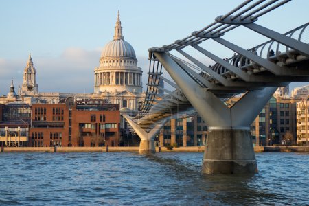 View of St Paul's cathedral and Millennium bridge, London