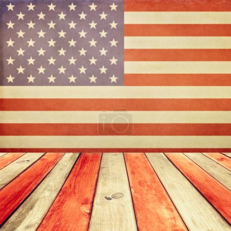 Deck table over USA flag