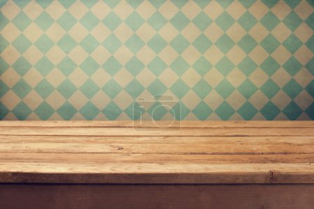 Vintage background with wooden deck table
