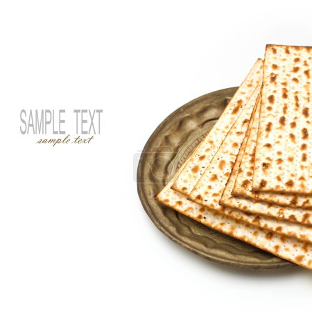 Matza for passover seder celebration on white background