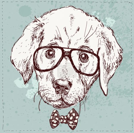 Cute fashion Hipster Animals & pets, set of vector icons