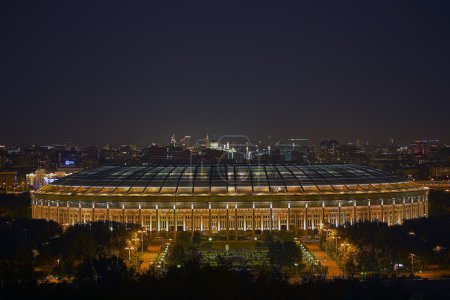 Evening view of the Luzhniki stadium in Moscow