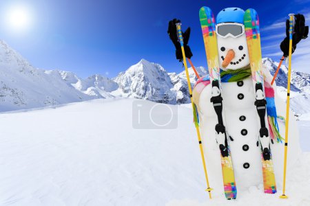 Winter, snow, sun and fun - happy snowman