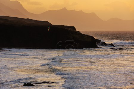 Kitesurfing in Pared Beach in Fuerteventura, Canary Islands
