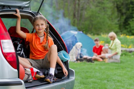 Summer camp, summer vacation - family on summer camp