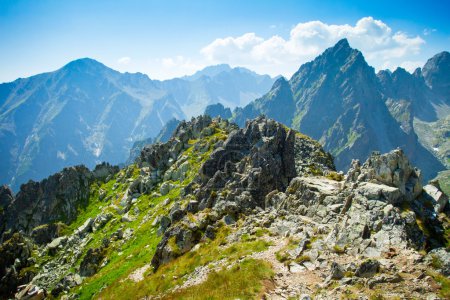 Rocky mountains view seen from Lomnicke sedlo in High Tatras, Sl
