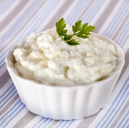 Cottage Cheese in White Dish