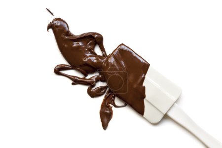 Melted Chocolate Splash on Spatula Isolated