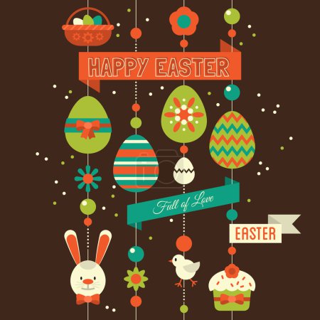Easter holiday flat background.