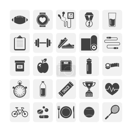 Icons set for fitness and diet