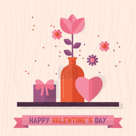 Valentine's day flat greeting card design.