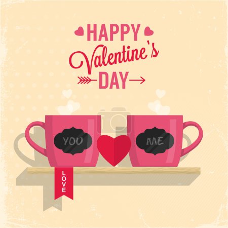 Valentine's day greeting card with couple of cups