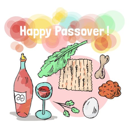 Jewish holiday passover doodles symbols.