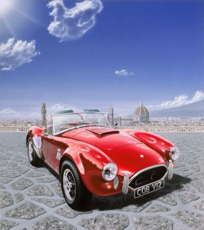 AC Cobra car, in Michelangelo Square in Florence, Italy. Airbrus