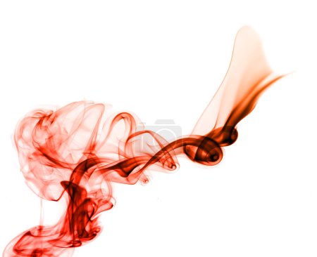 Red Abstract smoke swirls on white