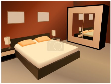 Brown bedroom vector