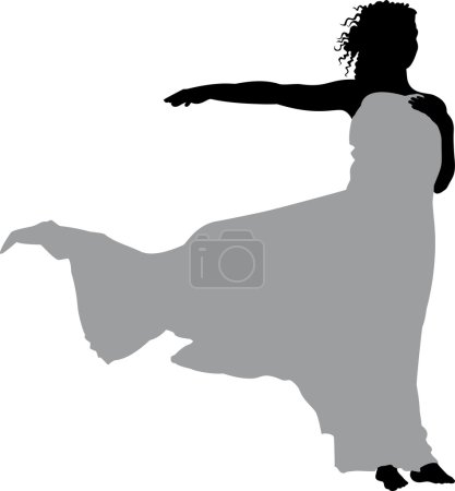 Young girl with fabric silhouette vector