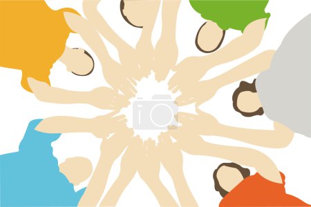 Seven friends have connected hands vector