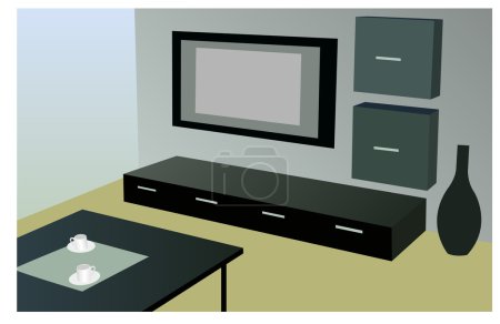 Modern room with tv vector