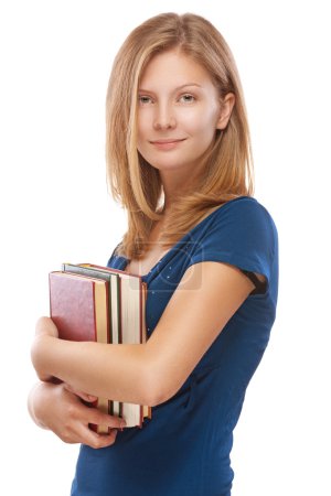 beautiful young woman with books