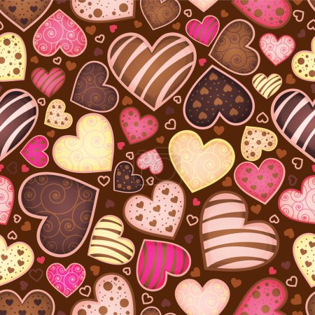 Seamless chocolate pattern with sweetmeat heart
