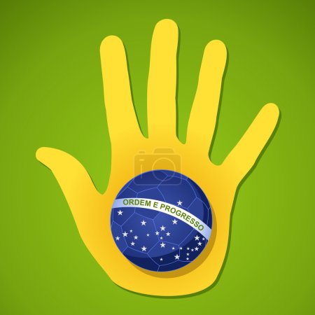 Brazil soccer championship human hand flag ball shape