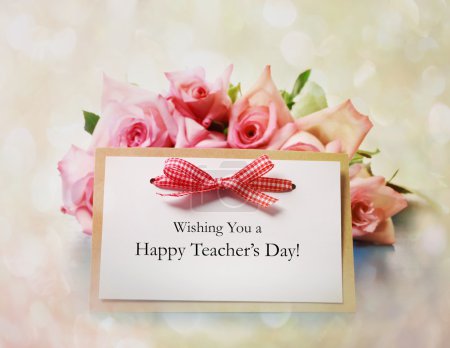 Teachers Day message with pink roses