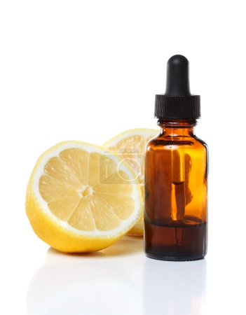 Herbal medicine dropper bottle with lemons