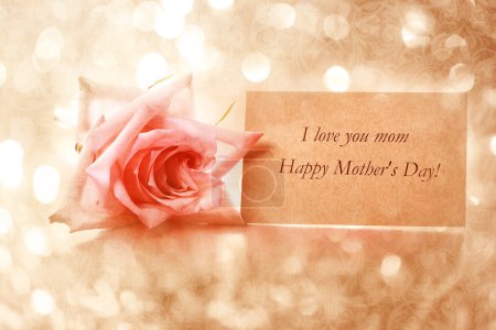 Mothers day message card with rose