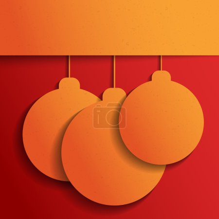 Orange Christmas balls on red