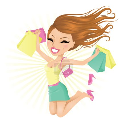 Woman happy with her shopping bags.