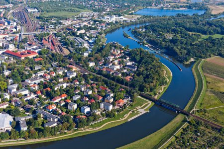 Aerial view of opole city suburbs