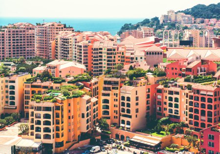 View of Fontvieille architecture. Principality of Monaco