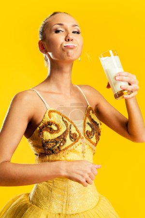 Ballerina with a milk mustache