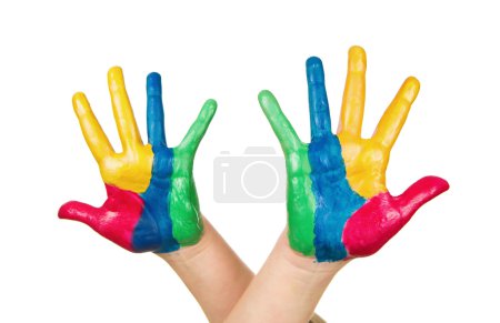 Colorful painted hands