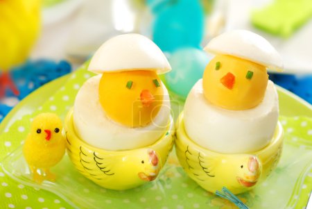easter chickens made from boiled eggs